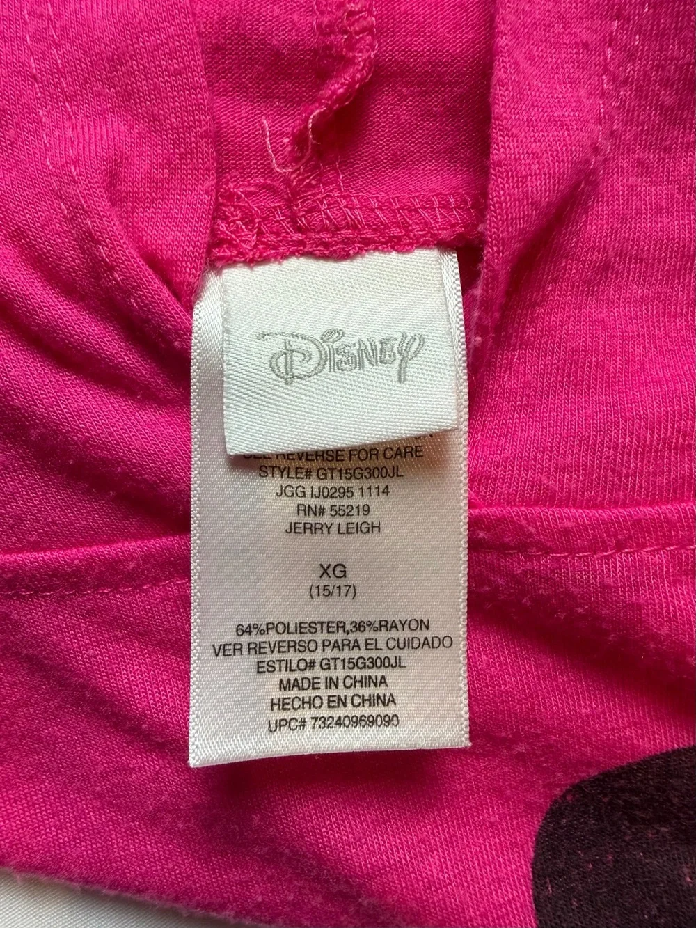 Disney Hot Pink Lightweight Pullover with Hood Black Mickey Distressed Junior XL